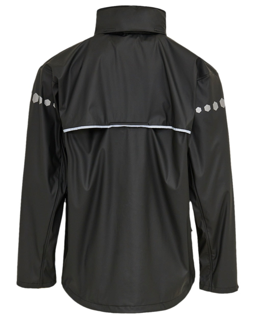 Black Coloured Elka Mens Dry Zone D-Lux PU Rain Jacket on white background 