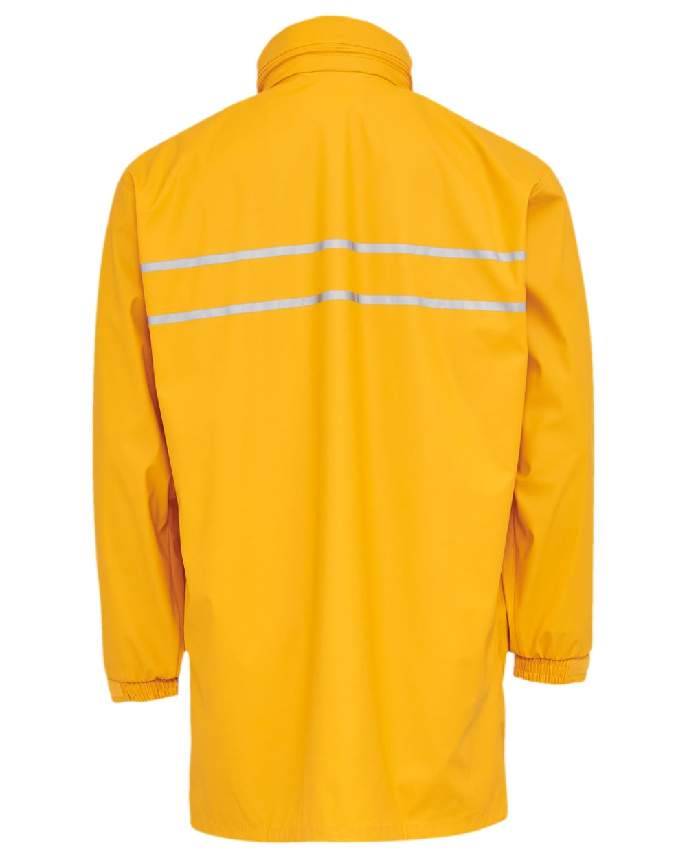 Yellow Coloured Elka Mens Dry Zone D-Lux PU Long Rain Jacket on white background 