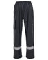 Navy Coloured Elka Mens Dry Zone D-Lux Rain Trousers With Reflective Stripes on white background 