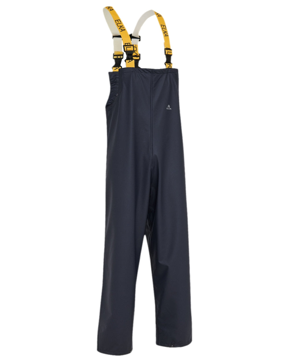 Navy Coloured Elka Mens Dry Zone PU Bib &amp; Brace on white background 