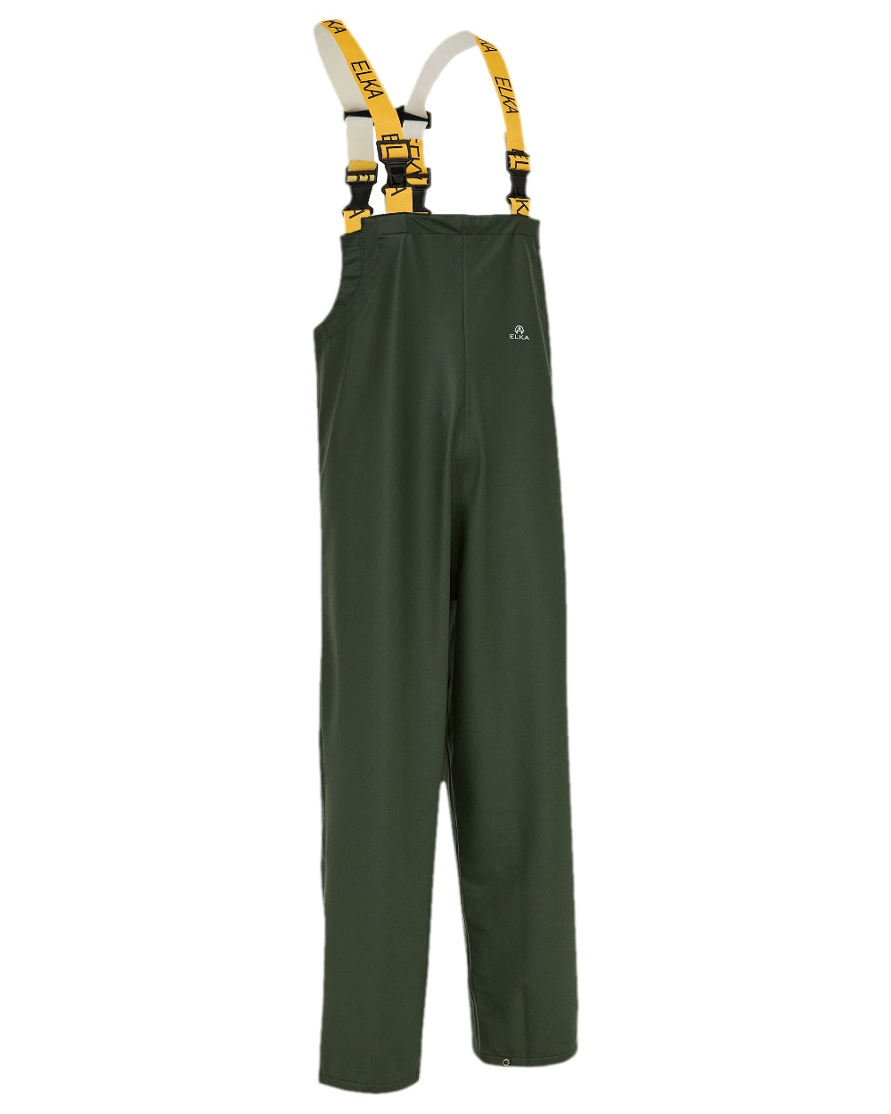 Olive Coloured Elka Mens Dry Zone PU Bib & Brace on white background