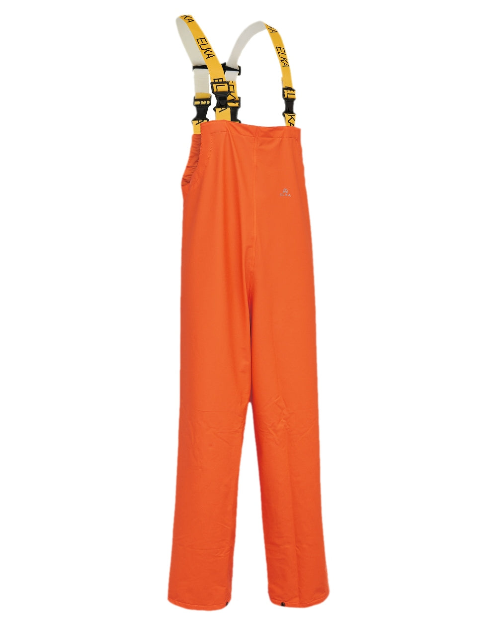 Orange Coloured Elka Mens Dry Zone PU Bib &amp; Brace on white background 