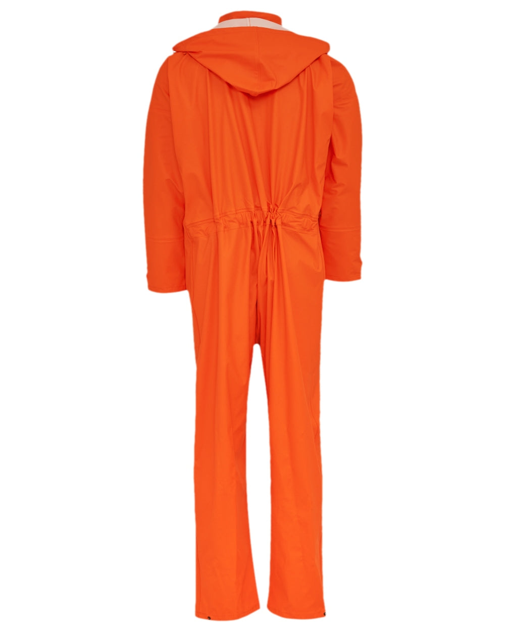 Orange Coloured Elka Mens Dry Zone PU Hooded Jumpsuit on white background 