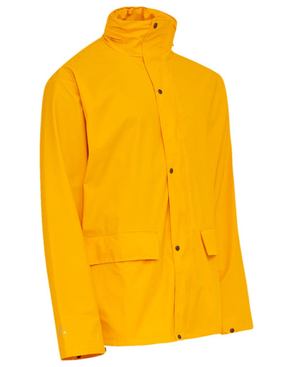 Yellow Coloured Elka Mens Dry Zone PU Rain Jacket on white background 