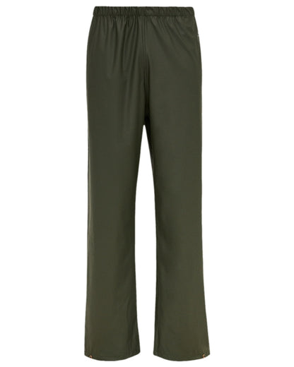 Olive Coloured Elka Mens Dry Zone PU Rain Trousers on Trousers background 