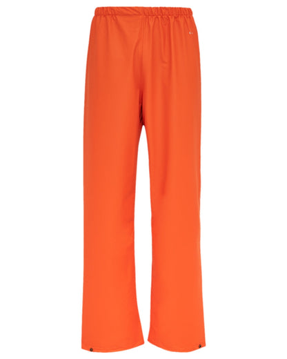 Orange Coloured Elka Mens Dry Zone PU Rain Trousers on white background 