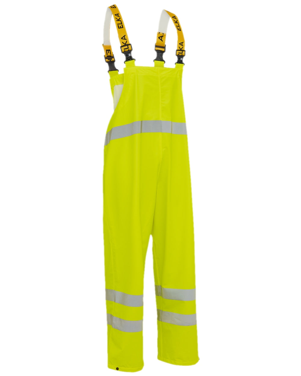 Fluorescent Yellow Coloured Elka Mens Dry Zone Visible Bib &amp; Braces on white background 