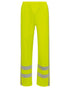 Fluorescent Yellow Coloured Elka Mens Dry Zone Visible Hi-Vis Rain Trousers With Vertical Reflective Stripes on white background 