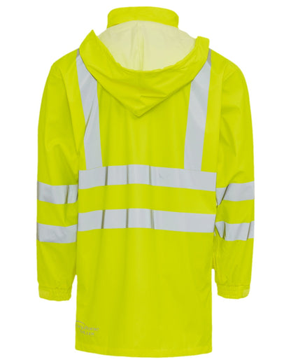 Fluorescent Yellow Coloured Elka Mens Dry Zone Visible Jacket Extra Length on white background 