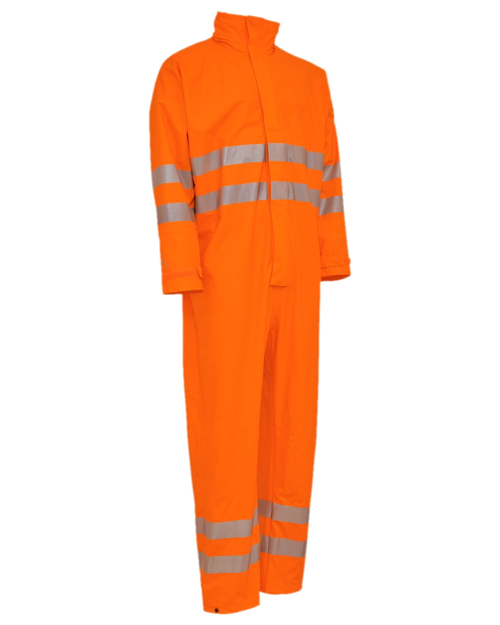 Fluorescent Orange Coloured Elka Mens Dry Zone Visible Jumpsuit on white background 