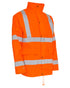 Fluorescent Orange Coloured Elka Mens Dry Zone Visible PU Rain Jacket Hi-Vis With Reflective Stripes on white background 