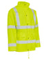 Fluorescent Yellow Coloured Elka Mens Dry Zone Visible PU Rain Jacket Hi-Vis With Reflective Stripes on white background 