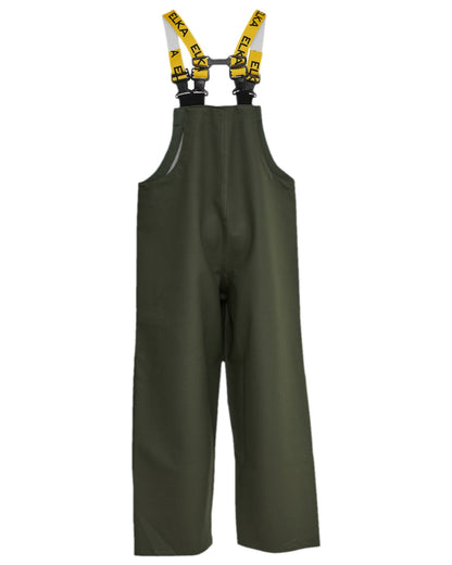 Olive Coloured Elka Mens Overalls With Knee Reinforcement on white background 