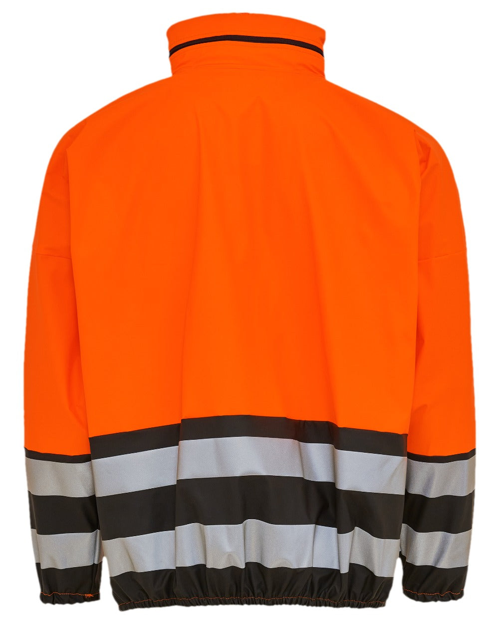 Fluorescent Orange Black Coloured Elka Mens PU Visible Rain Jacket on white background 