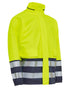 Fluorescent Yell Navy Coloured Elka Mens PU Visible Rain Jacket on white background 
