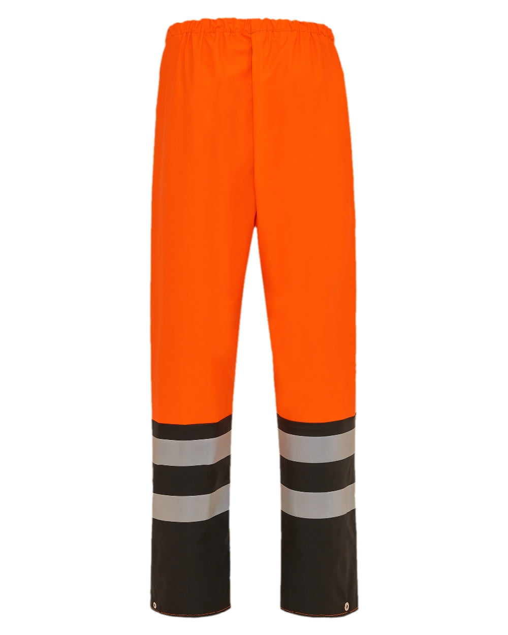 Fluorescent Orange Black Coloured Elka Mens PU Visible Waist Trousers With Reflective Tape on white background 