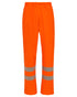 Fluorescent Orange Coloured Elka Mens PU Visible Waist Trousers With Reflective Tape on white background 
