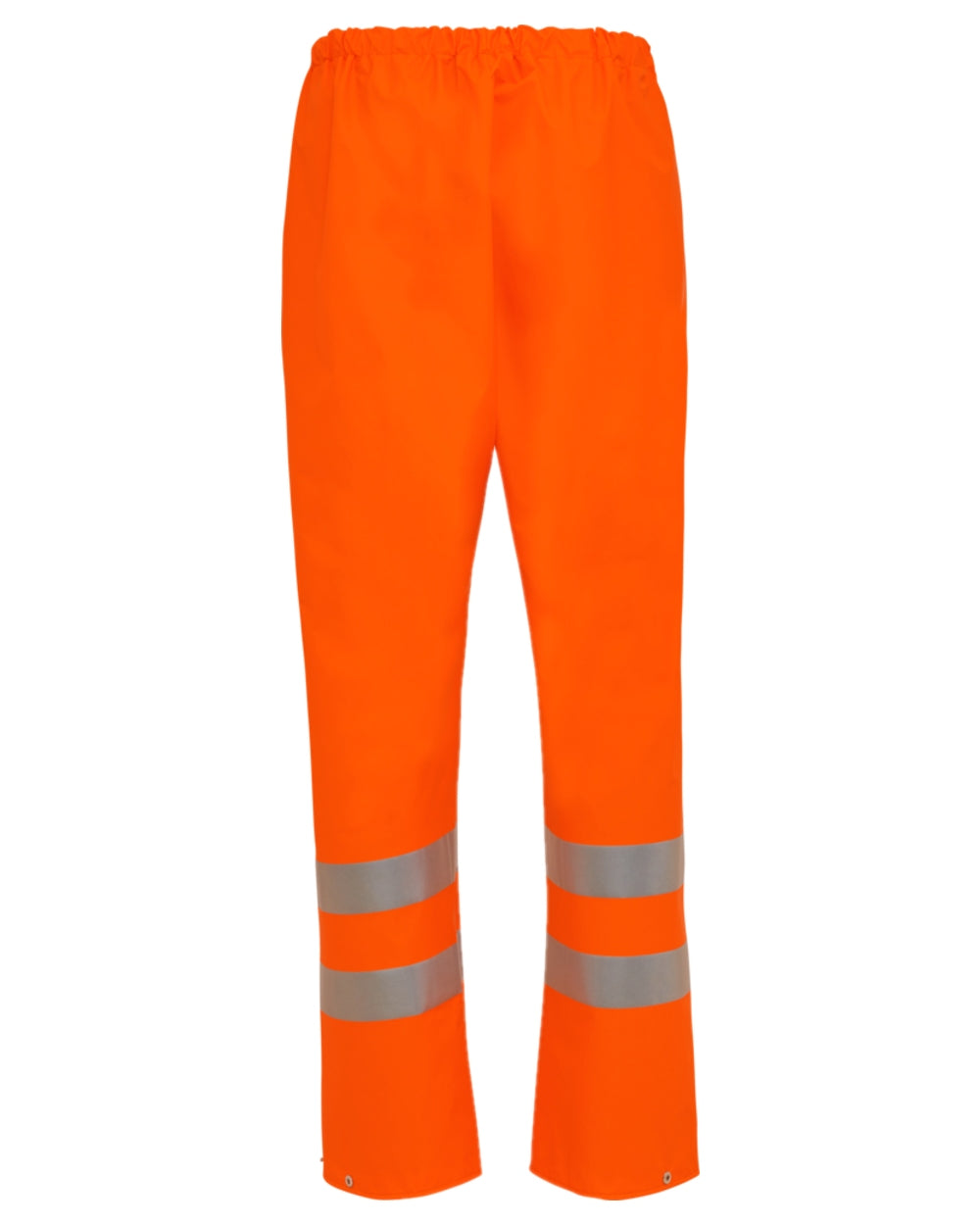 Fluorescent Orange Coloured Elka Mens PU Visible Waist Trousers With Reflective Tape on white background 