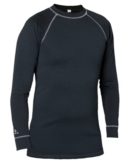 Black Coloured Elka Mens Crew Neck Thermal Base Layer on white background 