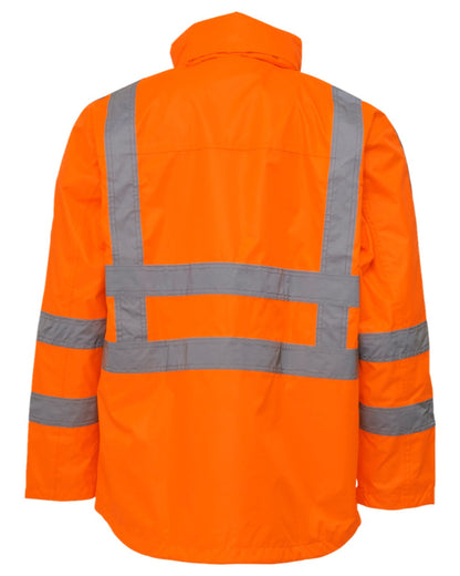 Fluorescent Orange Coloured Elka Mens Visible Xtreme Rain Jacket on white background 