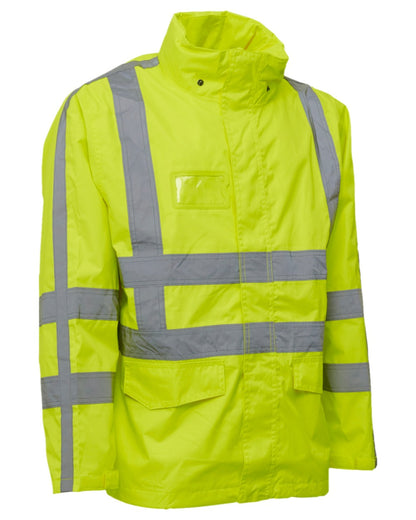 Fluorescent Yellow Coloured Elka Mens Visible Xtreme Rain Jacket on white background 