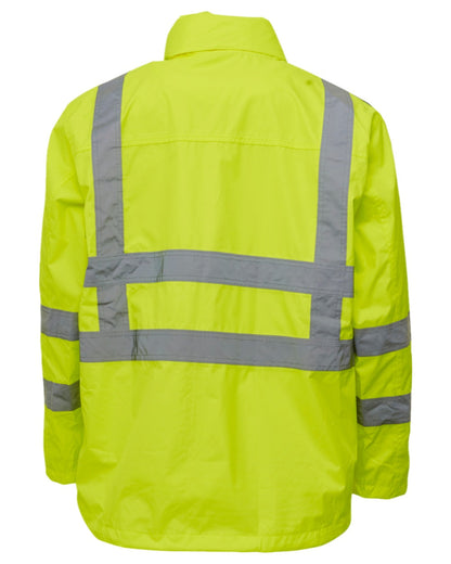 Fluorescent Yellow Coloured Elka Mens Visible Xtreme Rain Jacket on white background 
