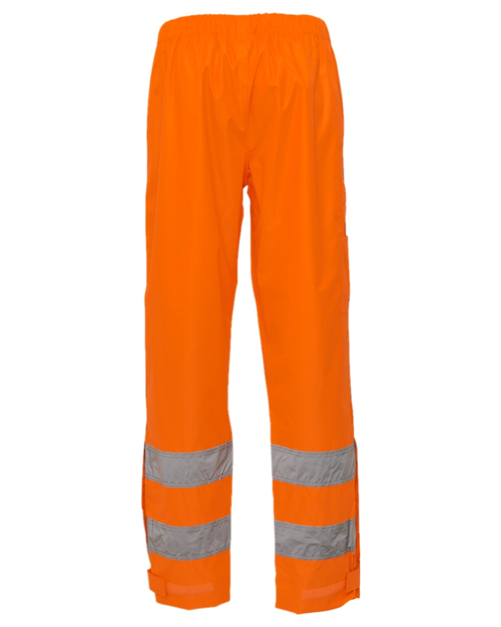 Fluorescent Orange Coloured Elka Mens Visible Xtreme Rain Trousers With Reflective Tape on white background 