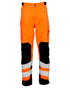 Fluorescent Orange Black Coloured Elka Mens Visible Xtreme Stretch Waist Trousers on white background 