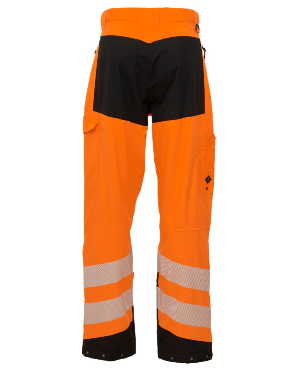 Fluorescent Orange Black Coloured Elka Mens Visible Xtreme Stretch Waist Trousers on white background 