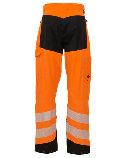 Fluorescent Orange Black Coloured Elka Mens Visible Xtreme Stretch Waist Trousers on white background 