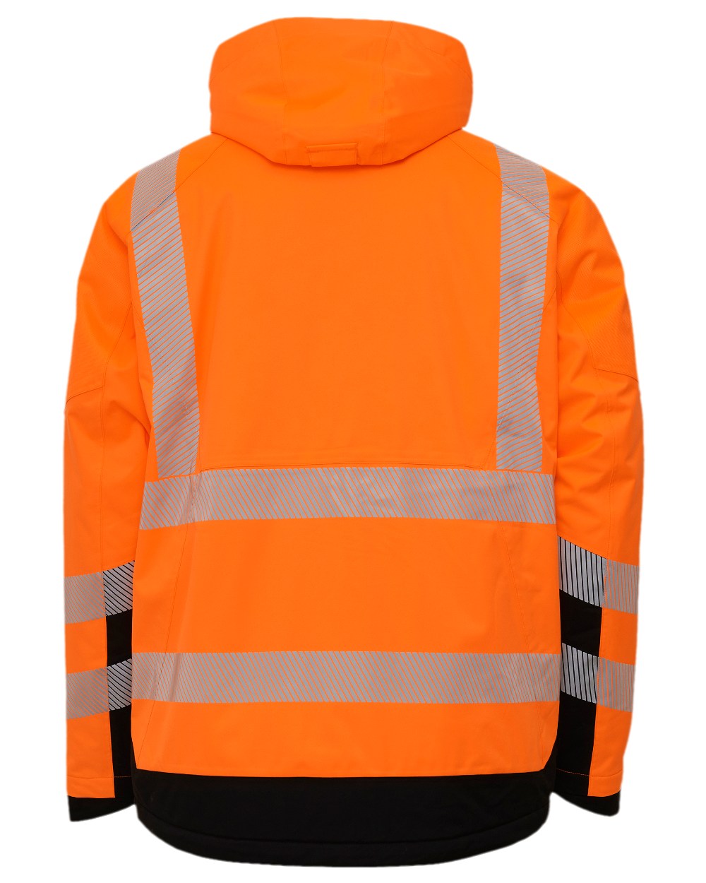 Fluorescent Orange Black Coloured Elka Mens Visible Xtreme Stretch Winter Jacket on white background 
