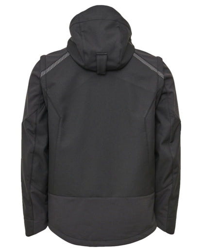 Black Coloured Elka Mens Working Xtreme Softshell Jacket With Detachable Sleeves on white background 