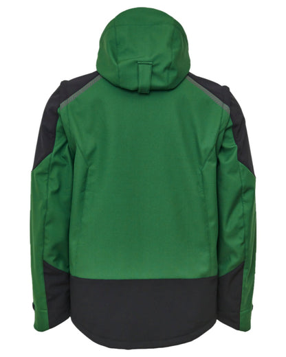Green Black Coloured Elka Mens Working Xtreme Softshell Jacket With Detachable Sleeves on white background 