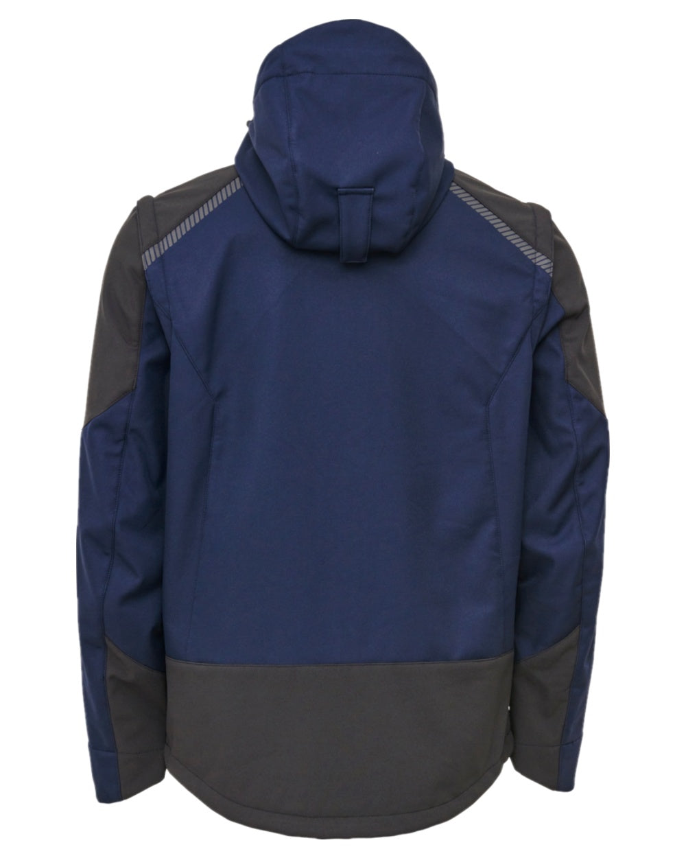Navy Black Coloured Elka Mens Working Xtreme Softshell Jacket With Detachable Sleeves on white background 