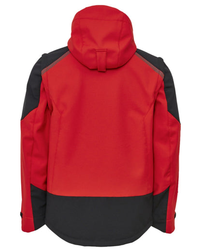 Red Black Coloured Elka Mens Working Xtreme Softshell Jacket With Detachable Sleeves on white background 
