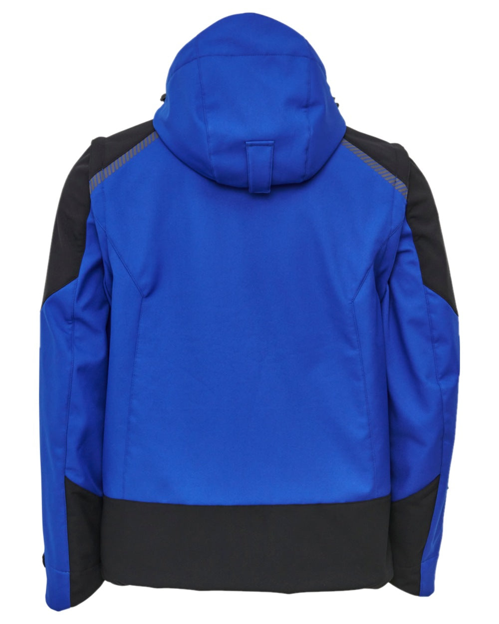 Royal Blue Black Coloured Elka Mens Working Xtreme Softshell Jacket With Detachable Sleeves on white background 