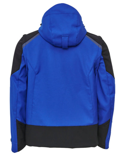 Royal Blue Black Coloured Elka Mens Working Xtreme Softshell Jacket With Detachable Sleeves on white background 