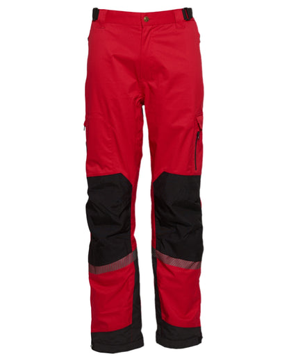 Red Black Coloured Elka Mens Working Xtreme Stretch Waist Trousers on white background 