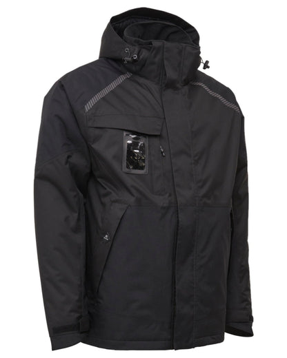 Black Coloured Elka Mens Working Xtreme Stretch Winter Jacket on white background 