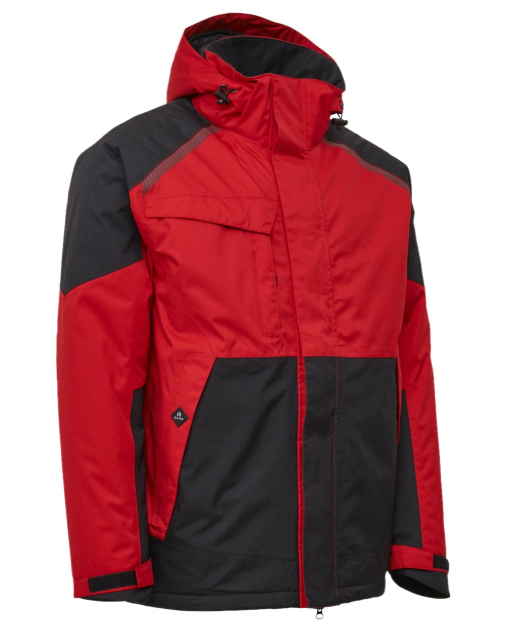 Red Black Coloured Elka Mens Working Xtreme Stretch Winter Jacket on white background 
