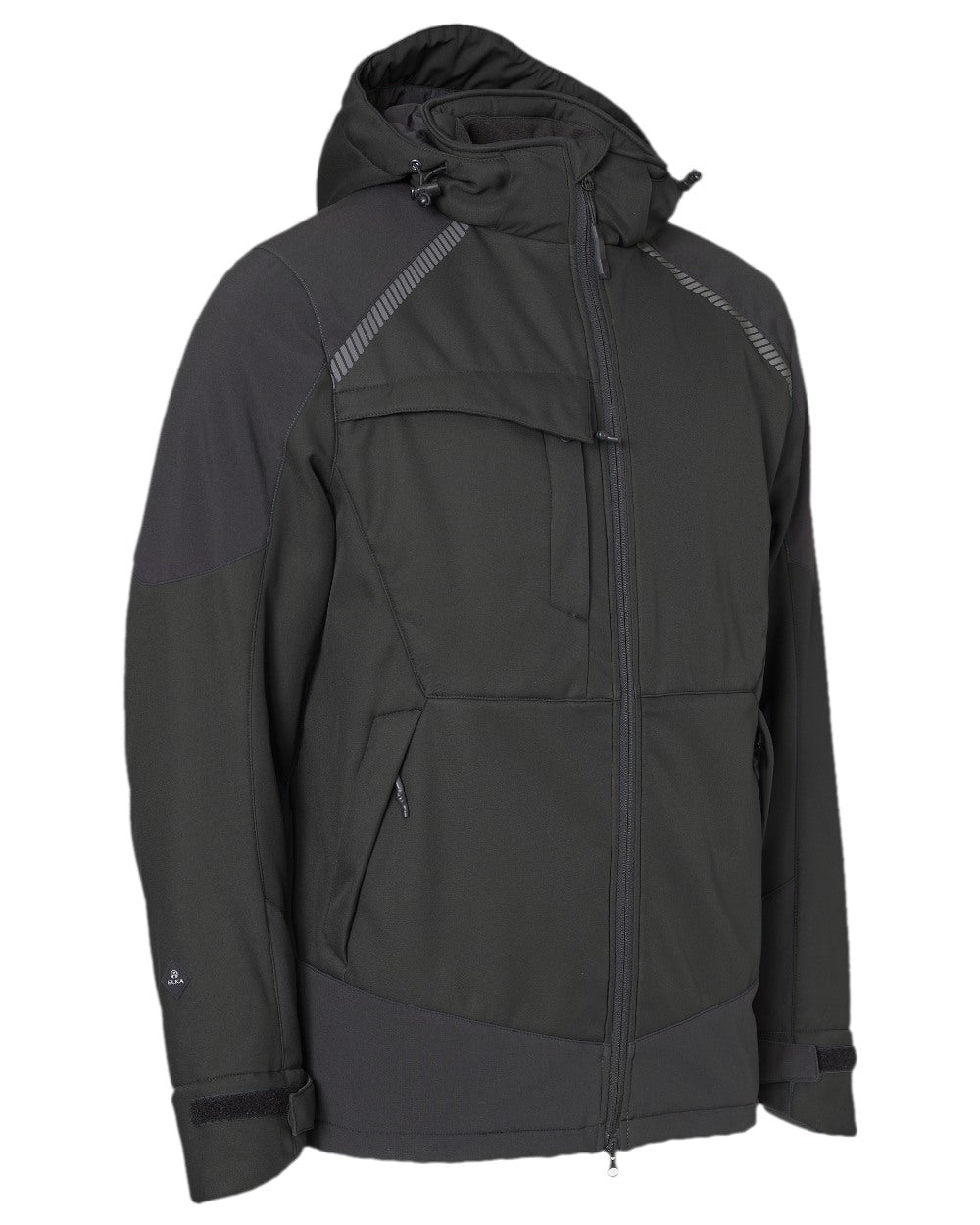Black Coloured Elka Mens Working Xtreme Winter Softshell Jacket on white background 
