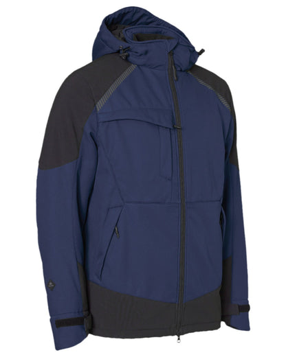 Navy Black Coloured Elka Mens Working Xtreme Winter Softshell Jacket on white background 