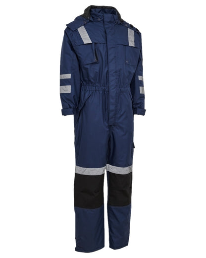Blue Black Coloured Elka Mens Working Xtreme Winter Thermal Coverall on white background 