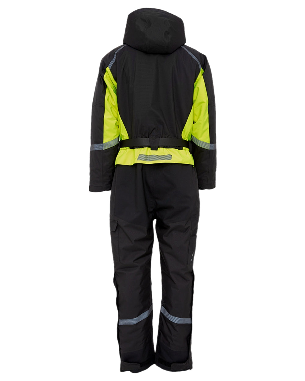 Black Fluorescent Yellow Coloured Elka Mens Working Xtreme Winter Thermal Coverall With Recycled Padding on white background 