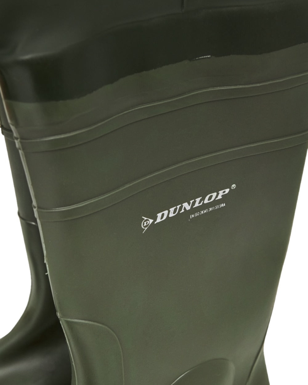 Olive Coloured Elka Safety Waders Long Wellingtons on white background 