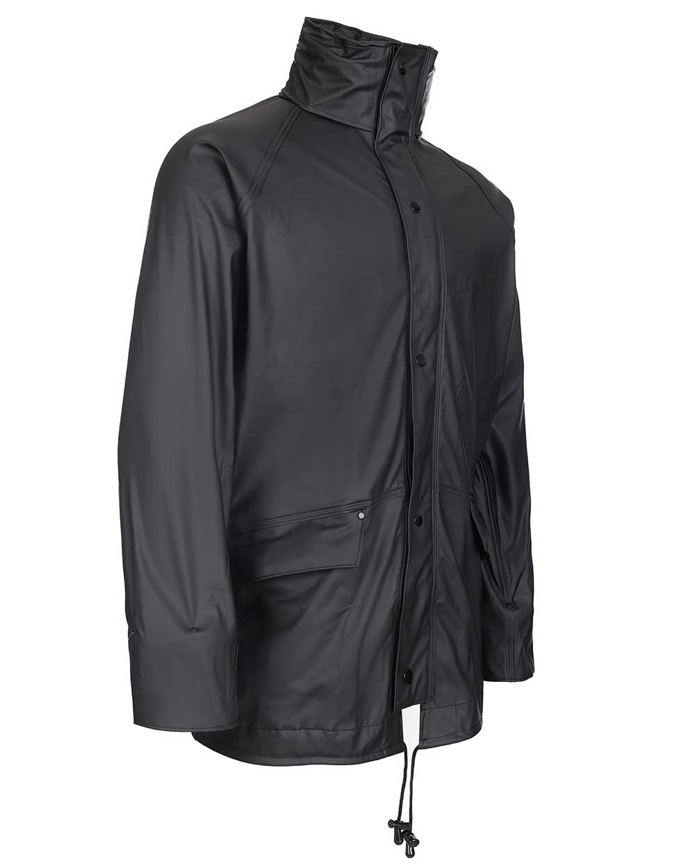 Black coloured Fort Airflex Fortex Breathable Waterproof Jacket on white background 