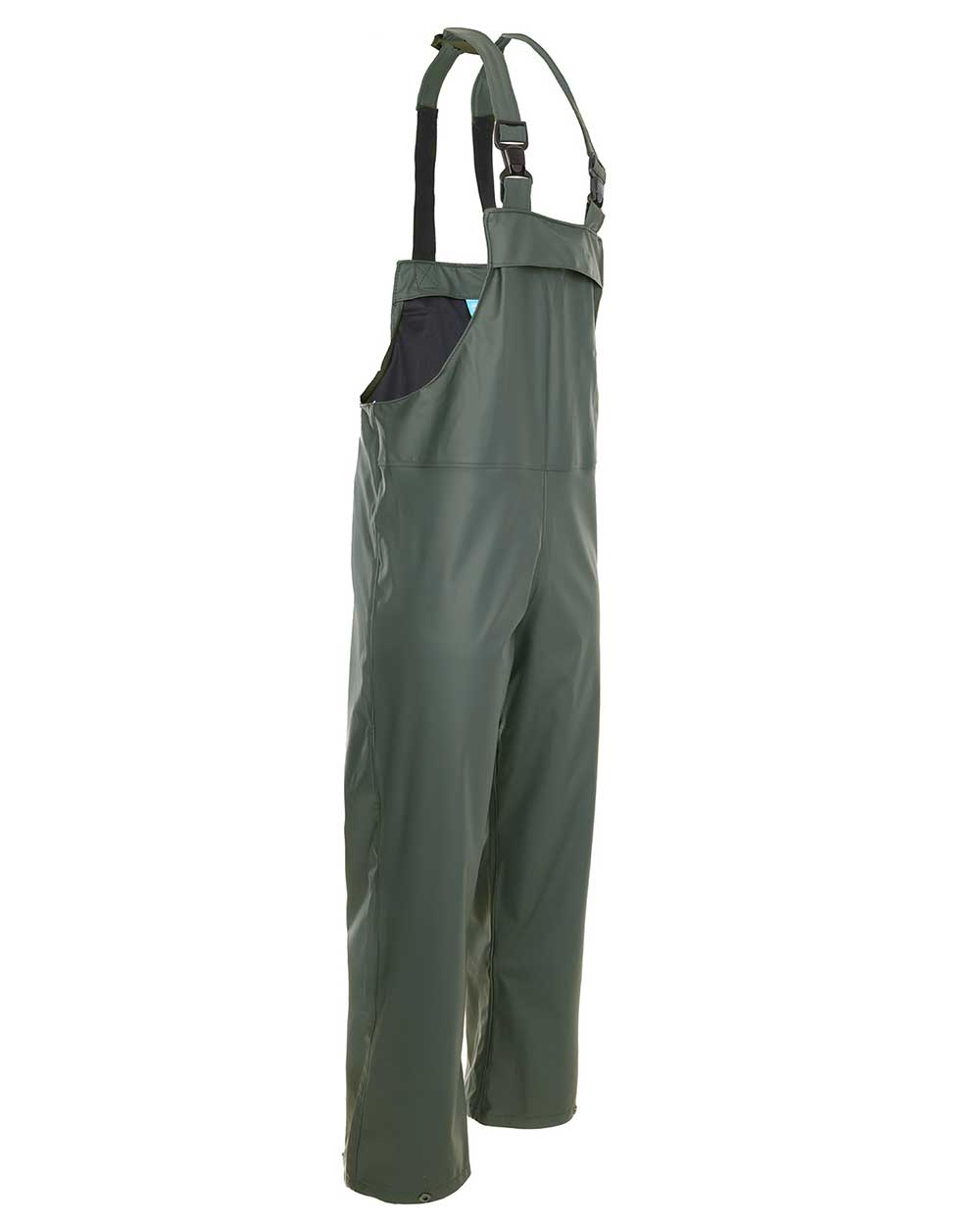 Olive coloured Fort Airflex Waterproof Breathable Bib and Brace Overalls on white background 