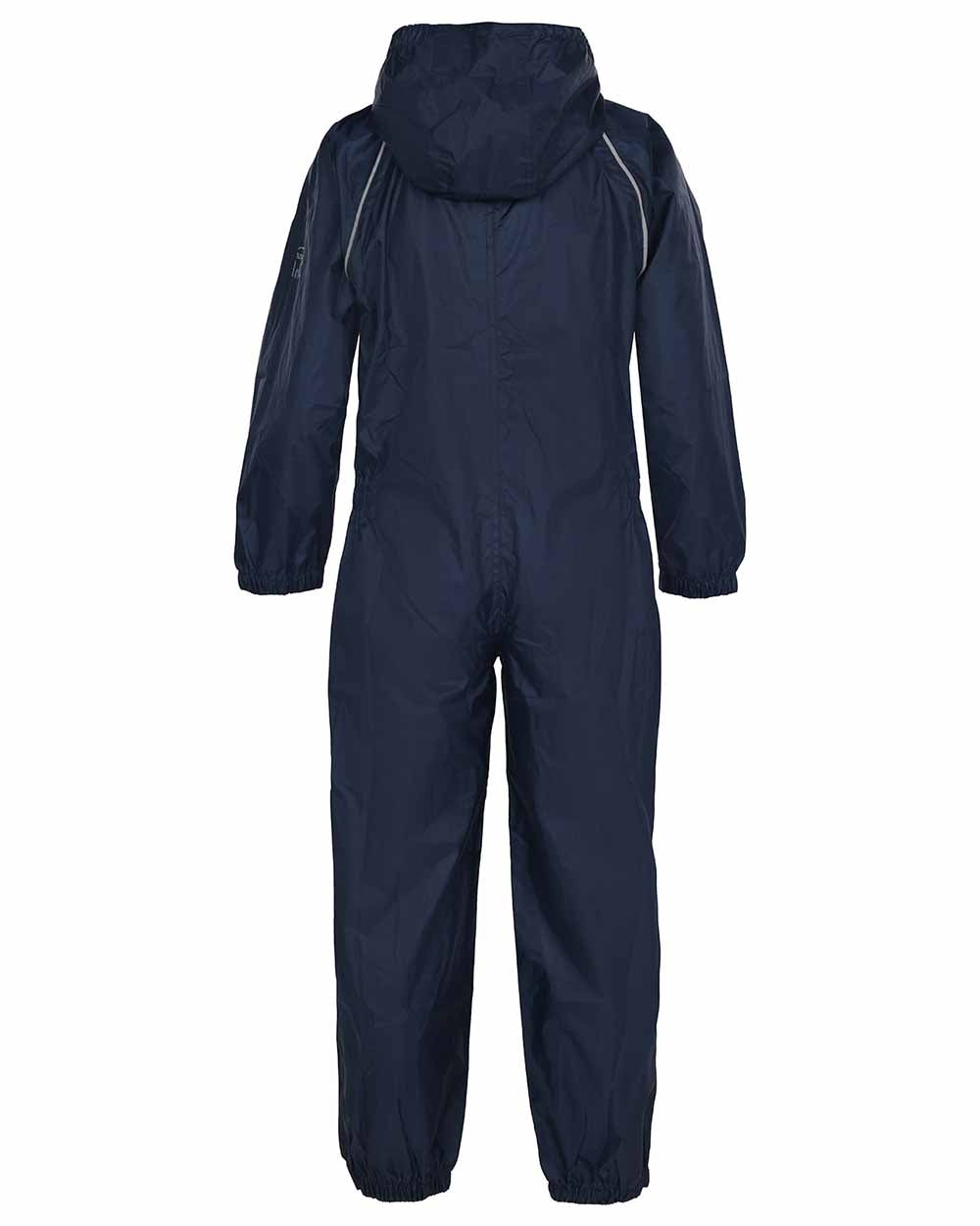 Navy coloured Fort Childrens Splashaway Rainsuit on white background 