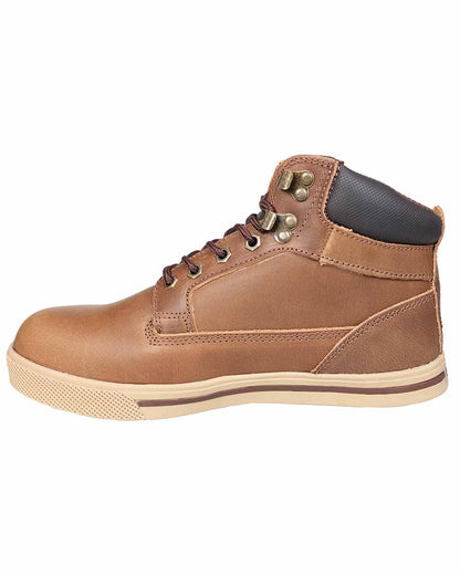 Brown coloured Fort Compton Safety Boots on white background 