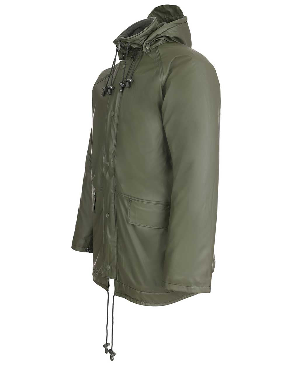 Olive Green coloured Fort Fortex Flex Waterproof Fleece Lined Jacket on white background 